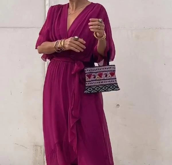 Stylish and elegant V-neck maxi dress